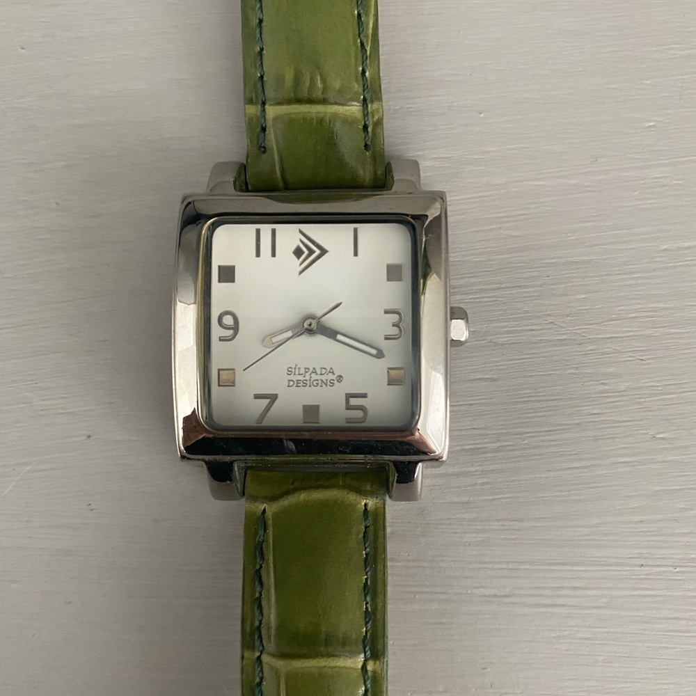 Silpada Leather Watch, Green Leather
